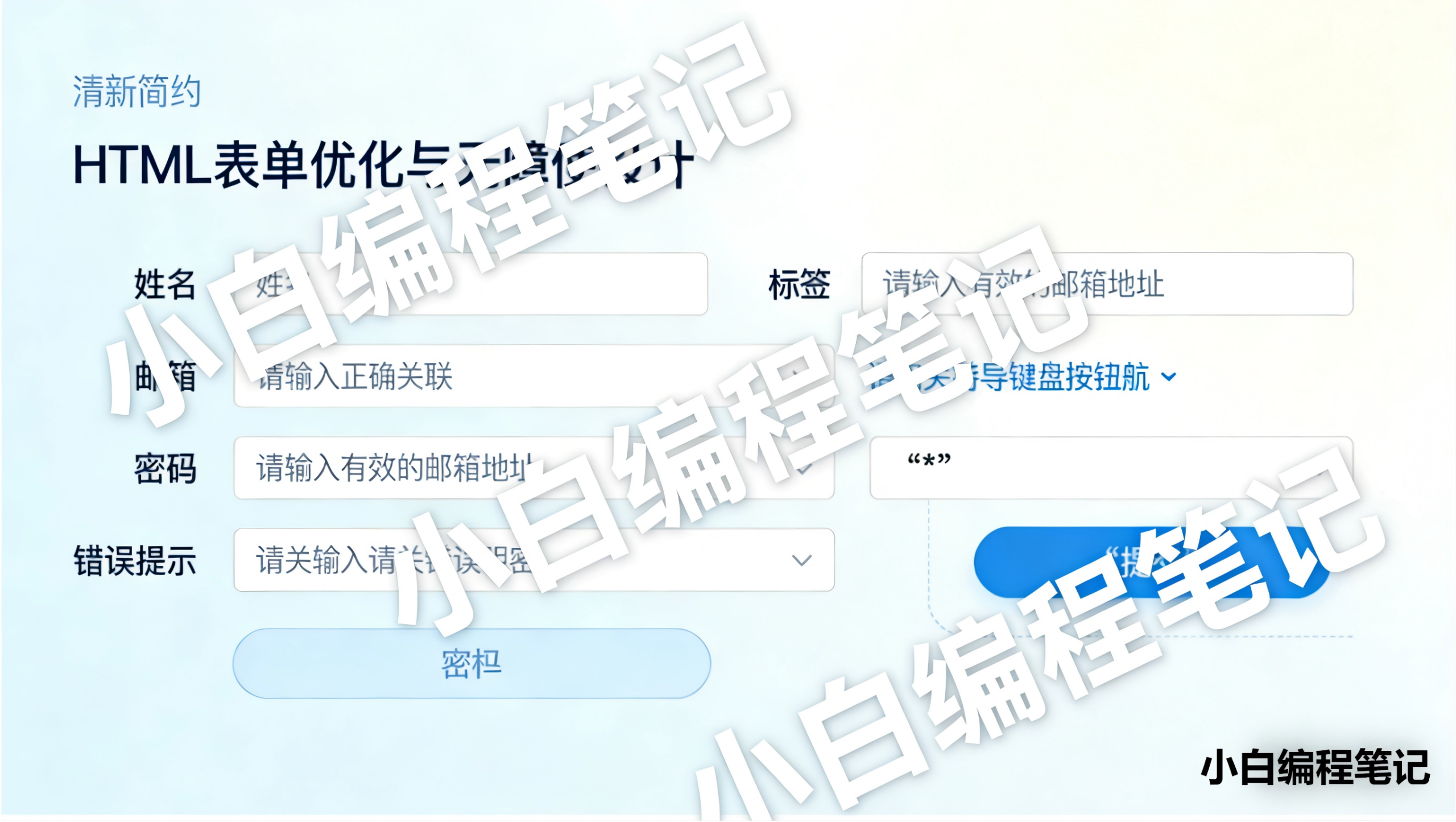 HTML进阶表单优化与无障碍设计示例